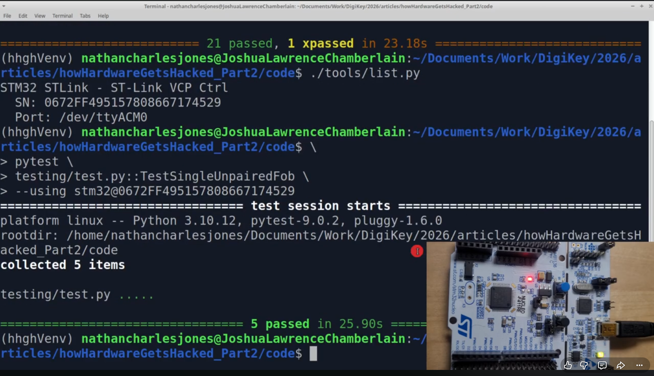 Hardware testing setup for the HHGH project